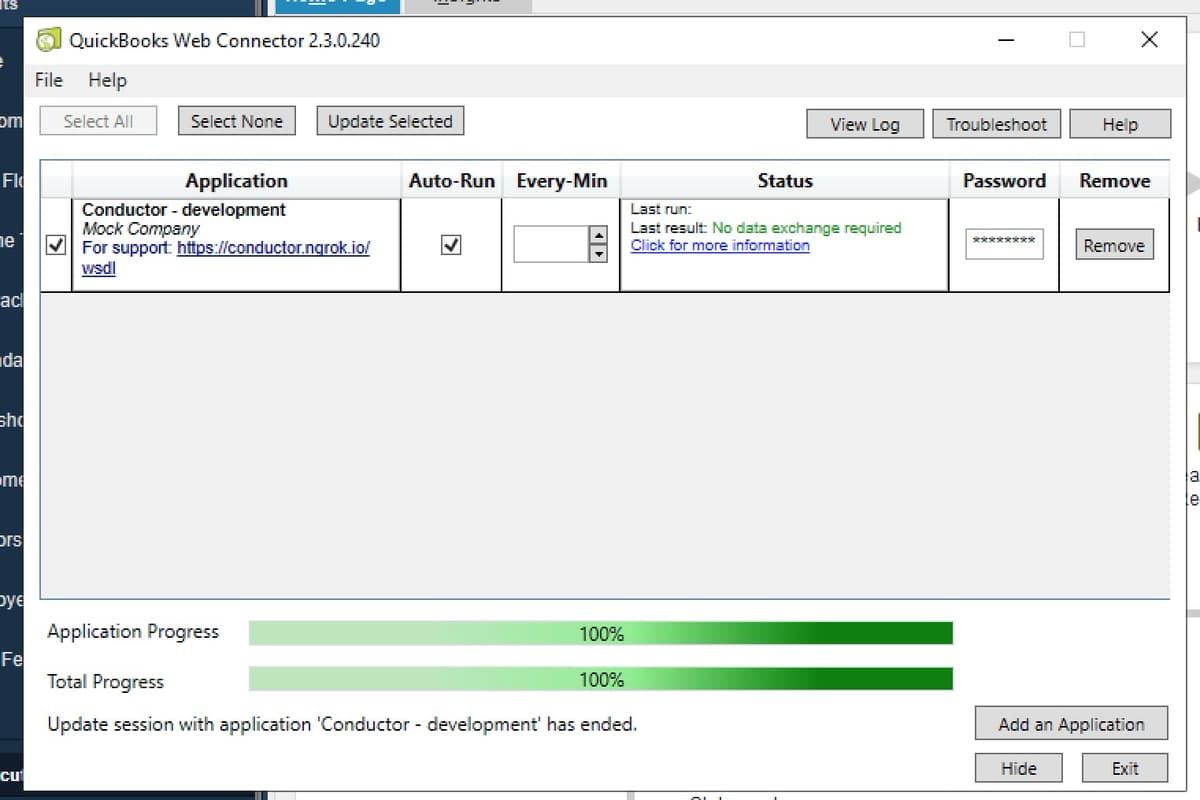 QuickBooks Web Connector syncing